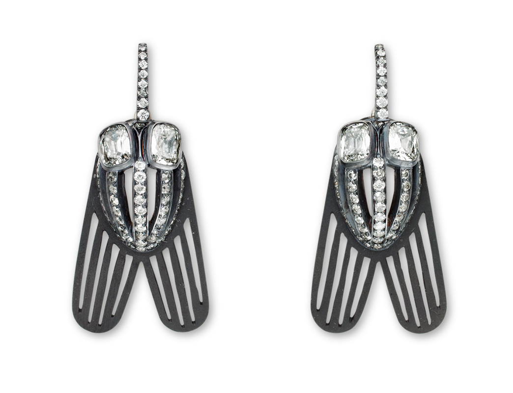 Egyptian flies with rubies made as earrings