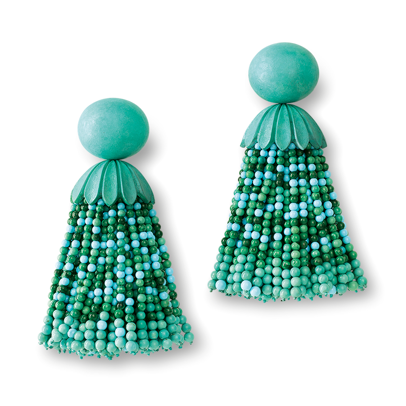 Hemmerle Earring with turquoise and malachite tassels
