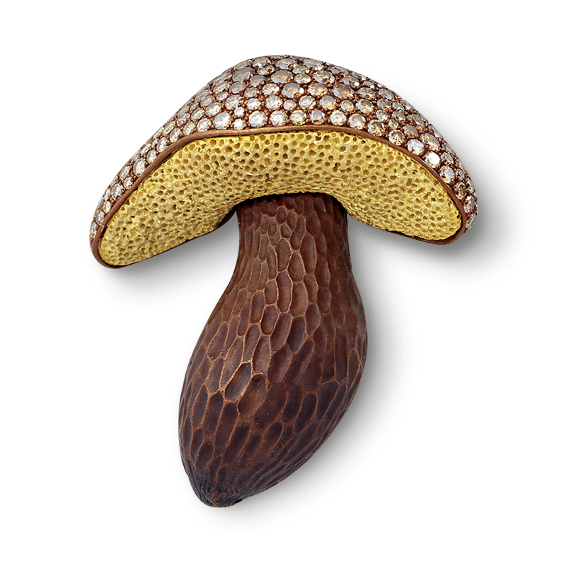 Brooch by Hemmerle in the shape of a mushroom