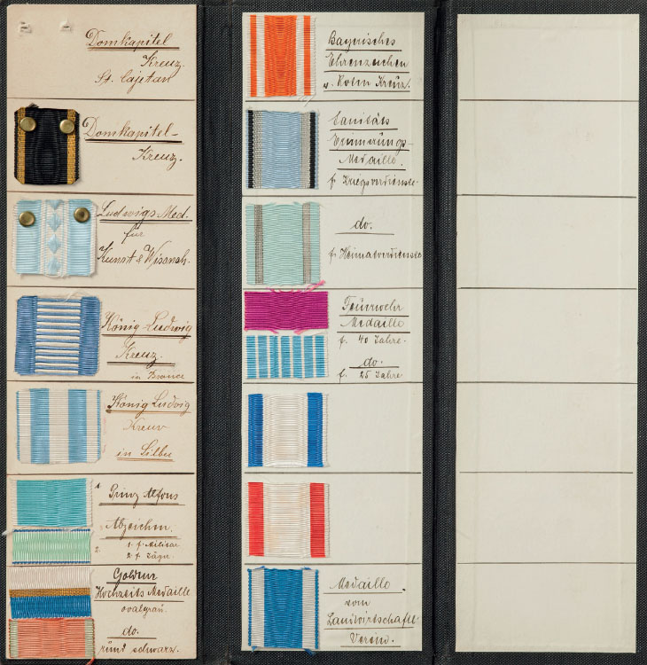 Old fabric pattern book for medal