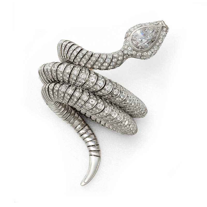 Snake bracelet with diamond and platin