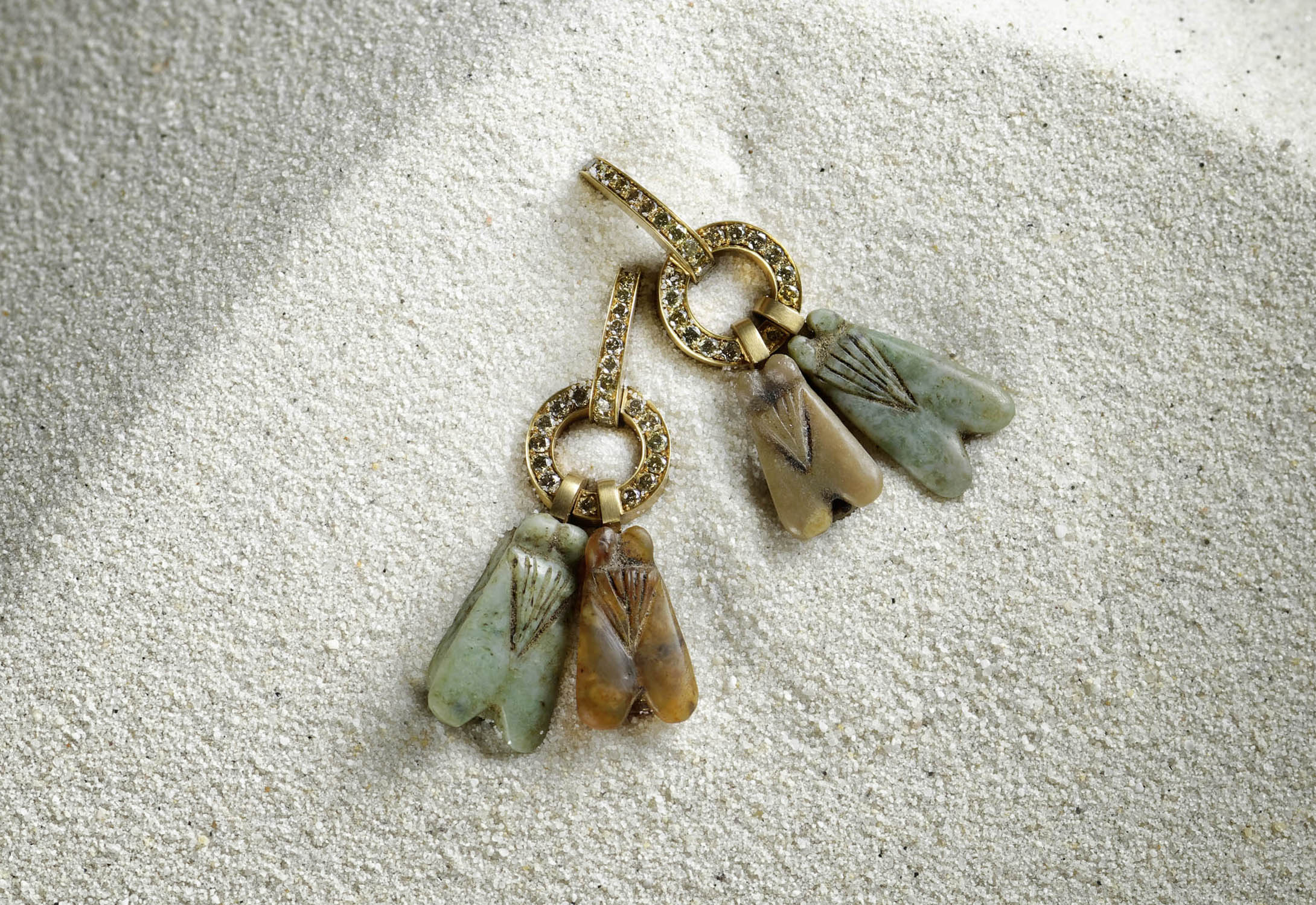 Hemmerle earrings one of a kind - with antik faience