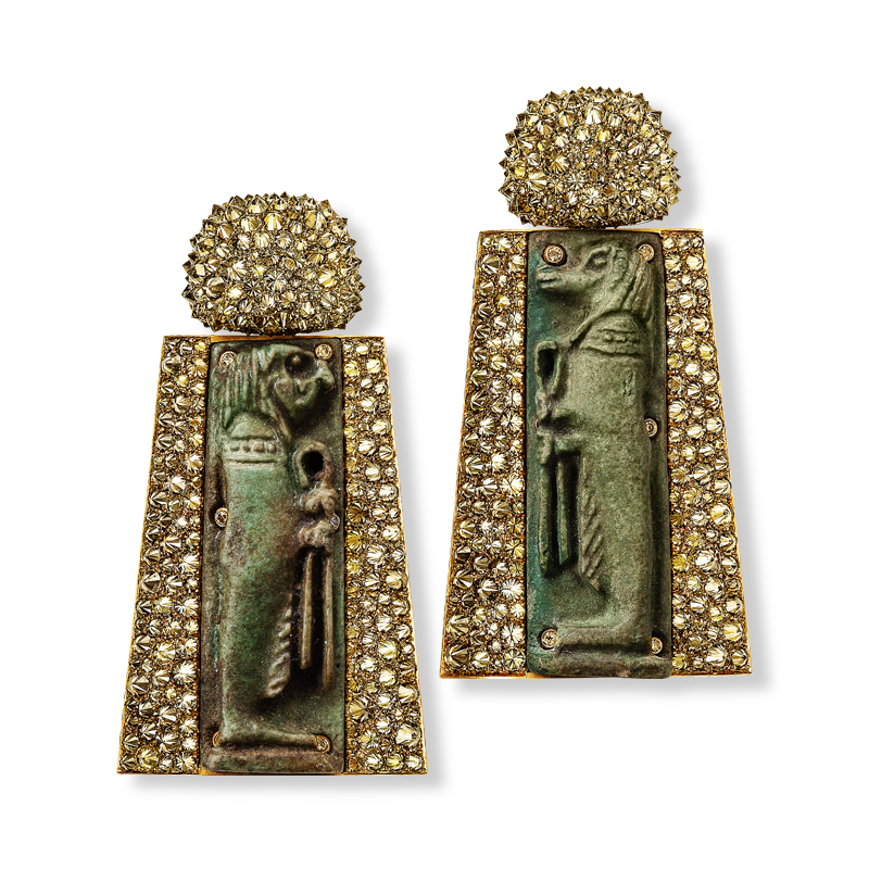 Hemmerle faience earrings one of a kind