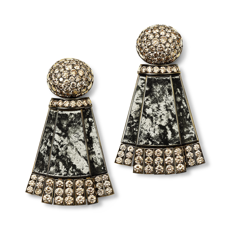 Hemmerle one of a kind earrings with jade and diamonds