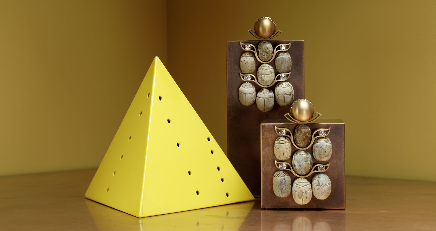 Mood image with Hemmerle scarab earrings